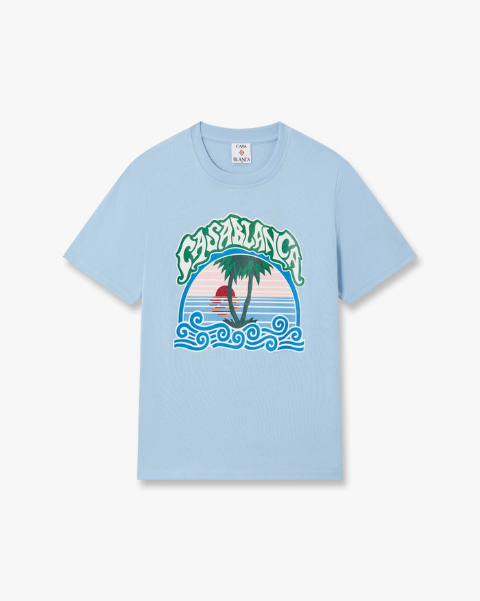 Children's Blue Palm Tree Emblem Short Sleeve T-Shirt