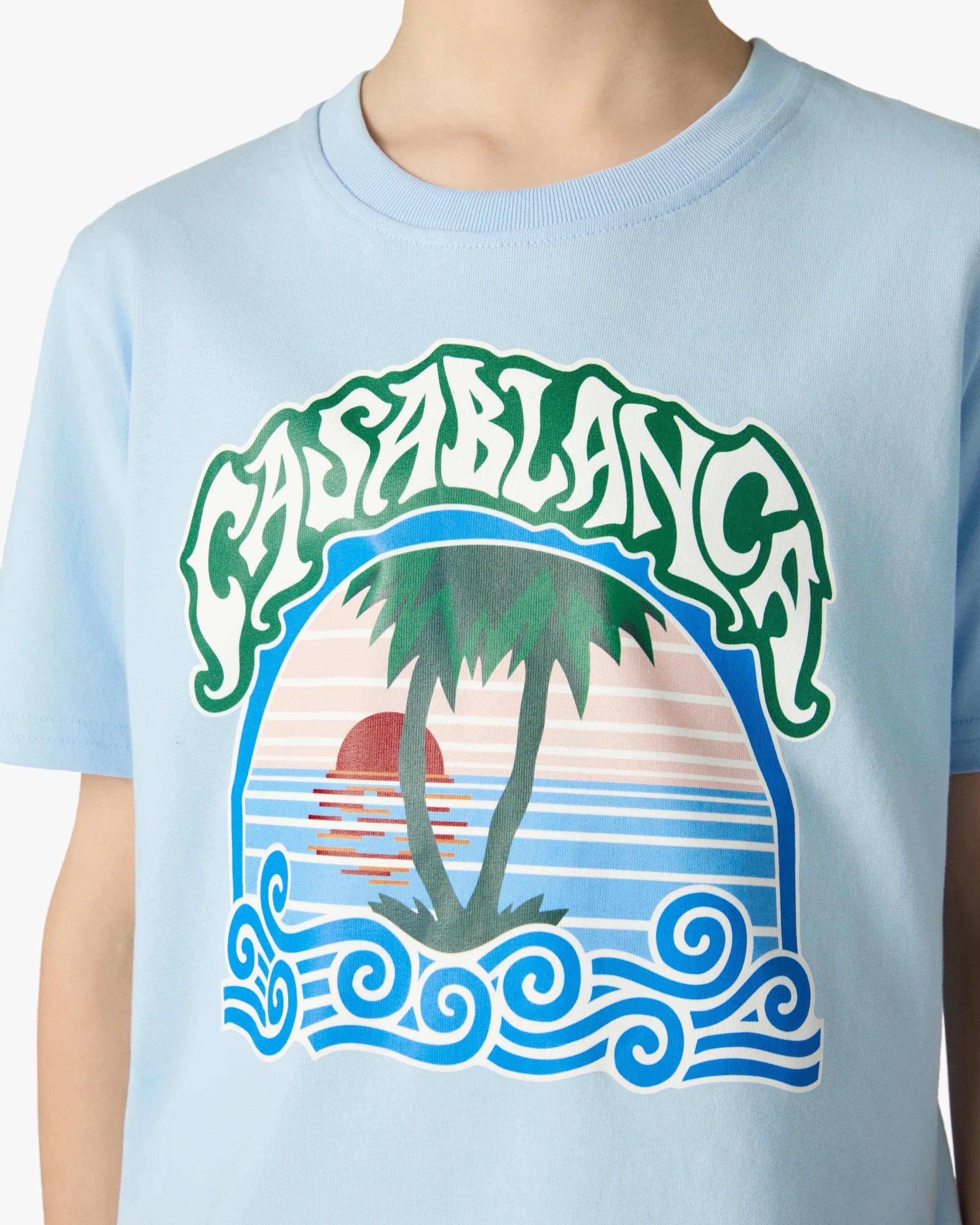 Children's Blue Palm Tree Emblem Short Sleeve T-Shirt