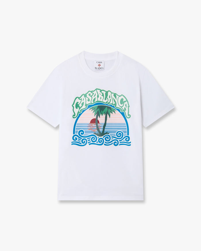 Children's White Palm Tree Emblem Short Sleeve T-Shirt