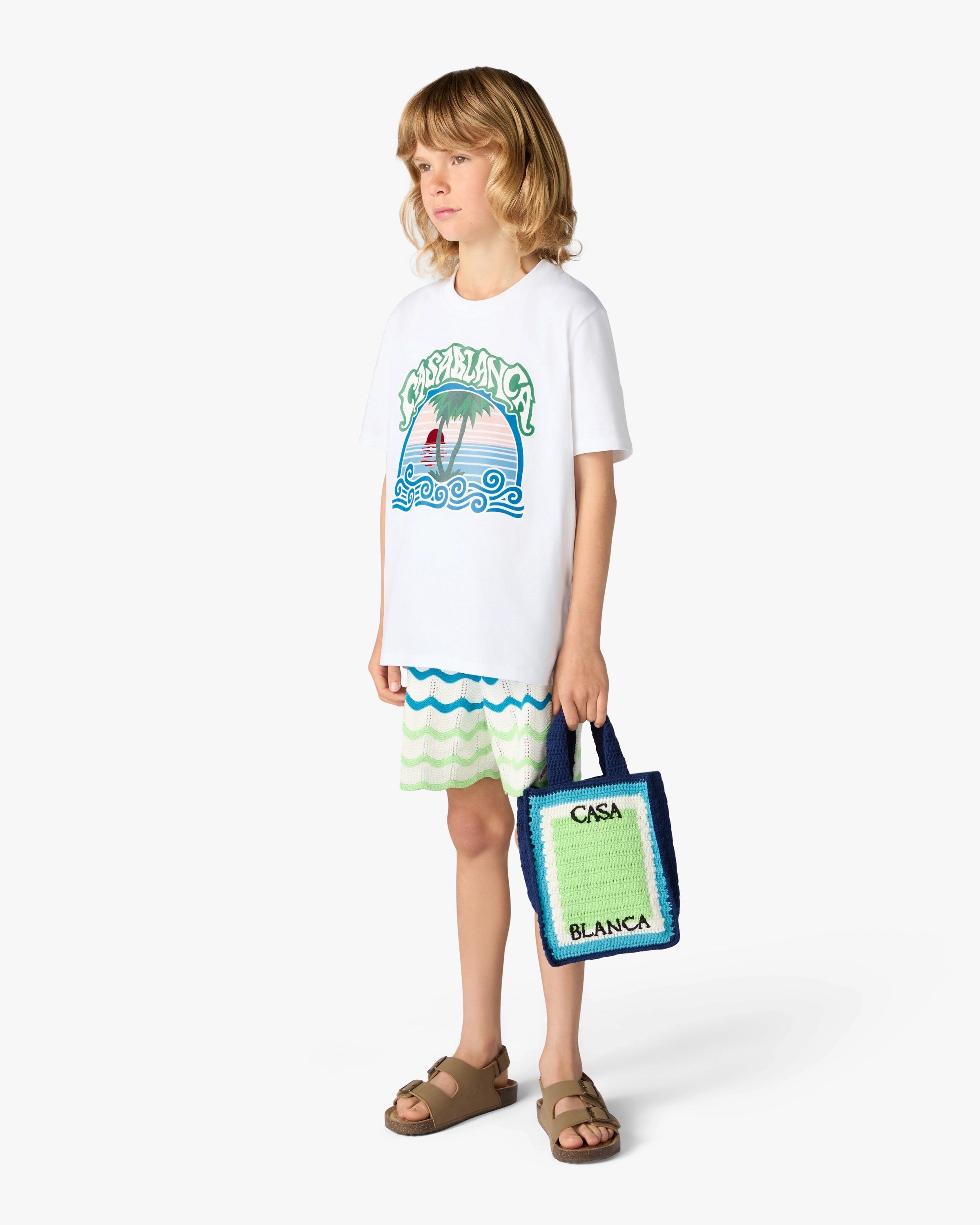 Children's White Palm Tree Emblem Short Sleeve T-Shirt