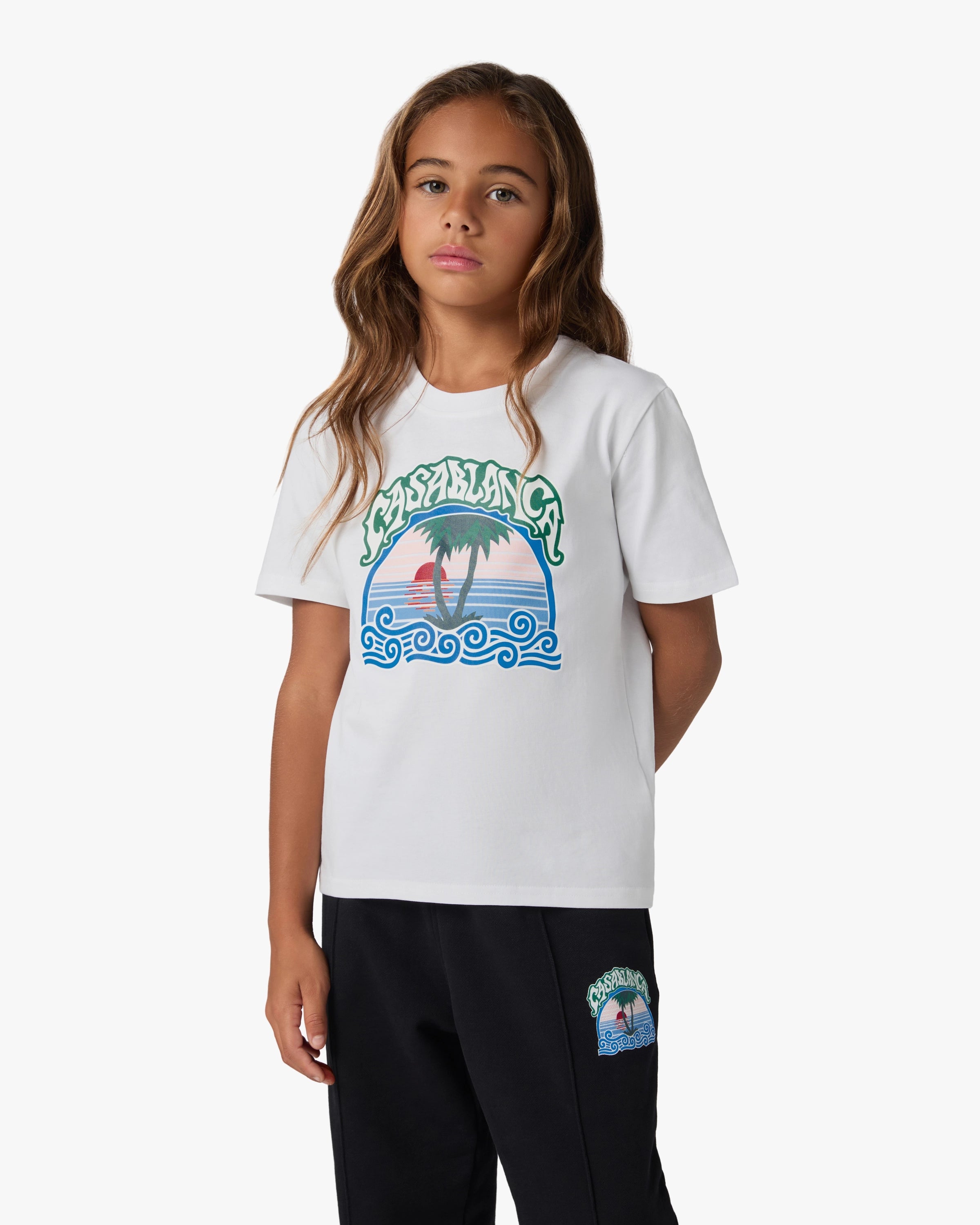 T-shirt à manches courtes blanc pour enfant Palm Tree Emblem
