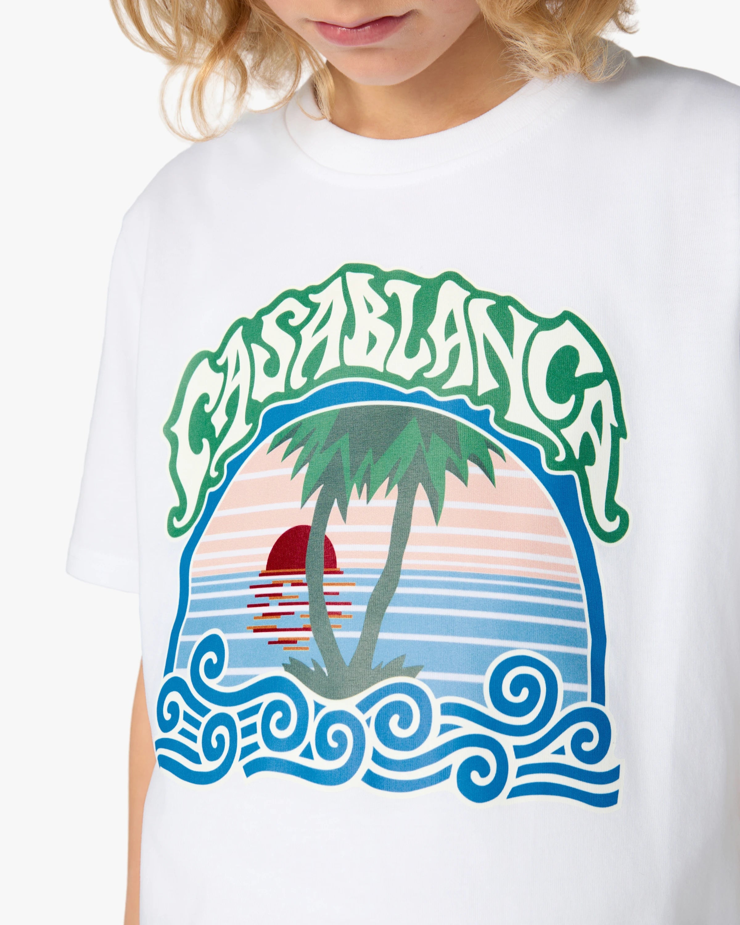 Children's White Palm Tree Emblem Short Sleeve T-Shirt