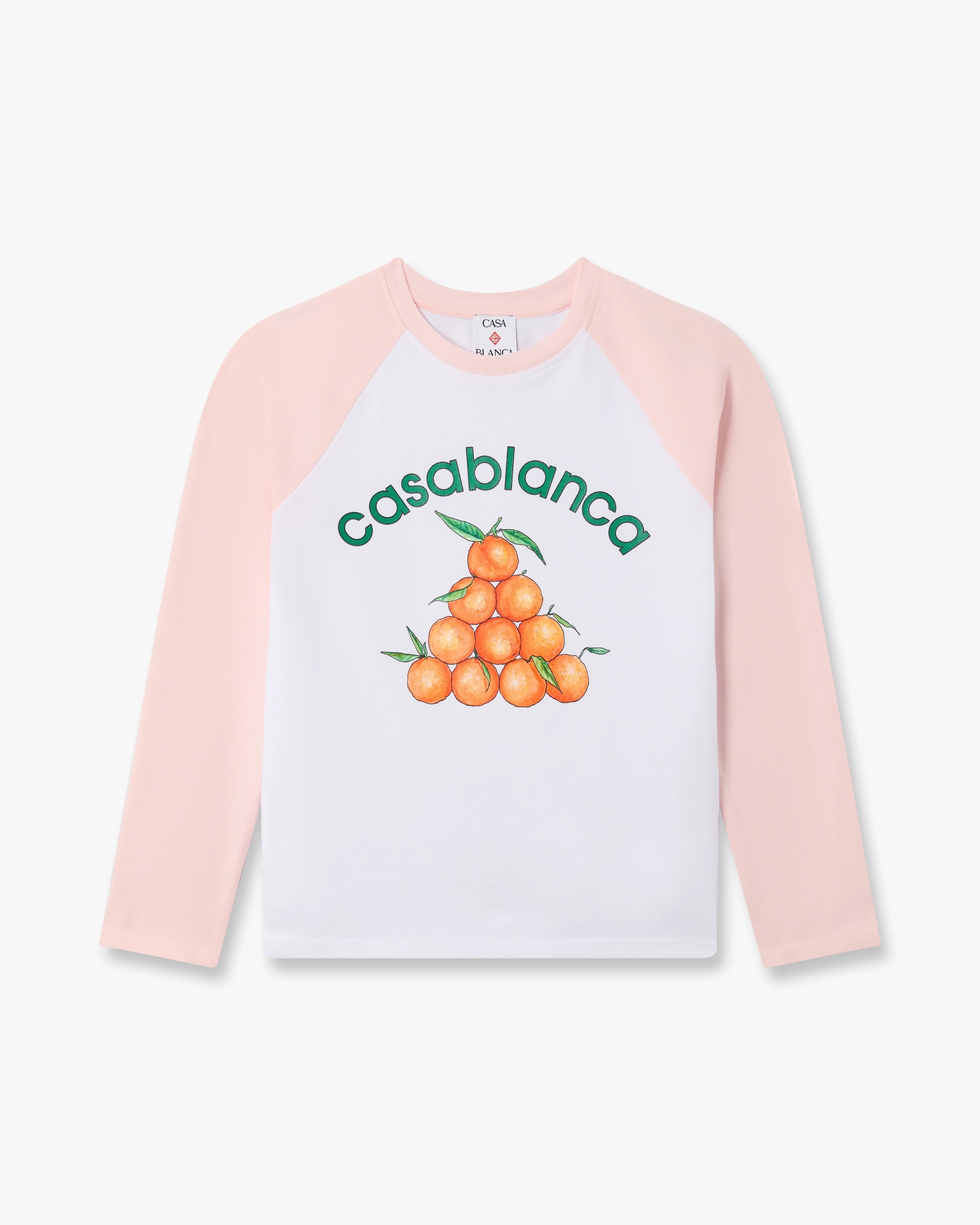 T-shirt de baseball à manches longues blanc et rose pour enfant Oranges