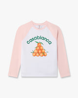 T-shirt de baseball à manches longues blanc et rose pour enfant Oranges