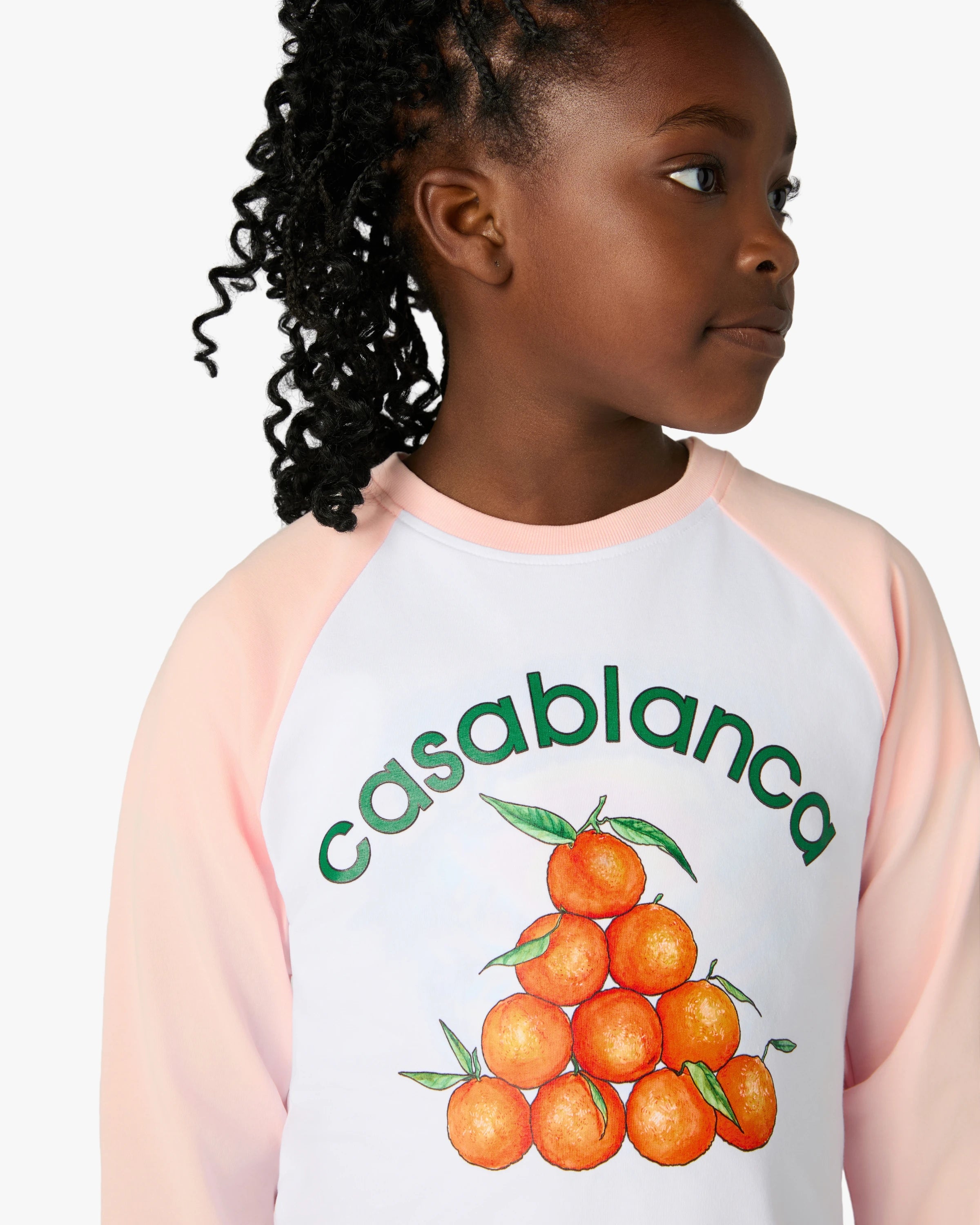 T-shirt de baseball à manches longues blanc et rose pour enfant Oranges