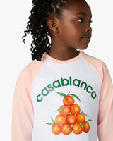 T-shirt de baseball à manches longues blanc et rose pour enfant Oranges