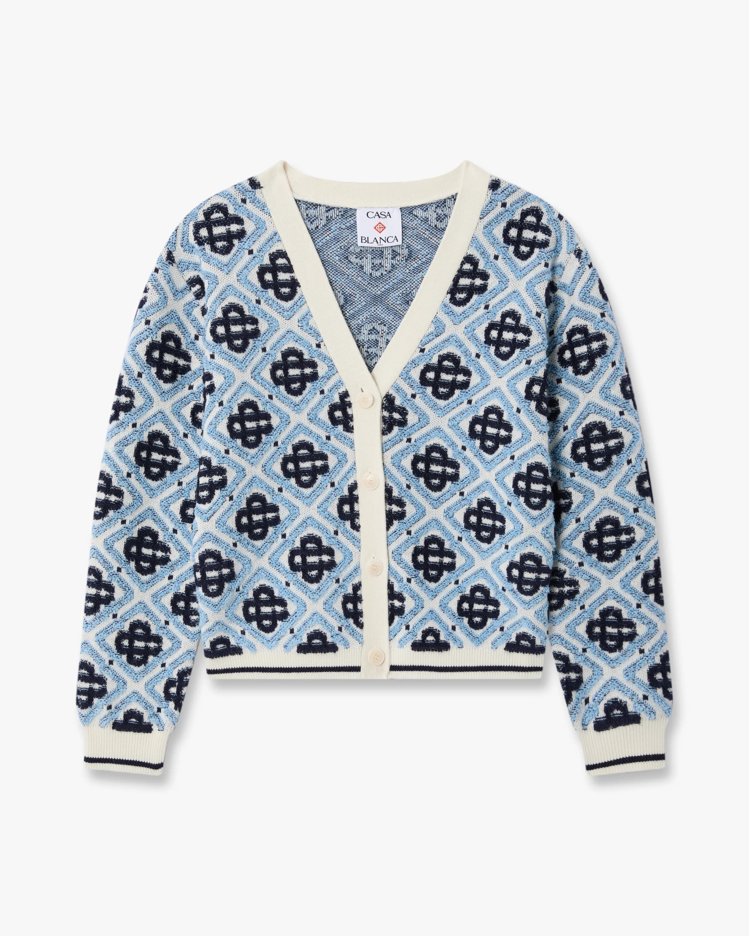 Children's Blue Monogram Knit Cardigan