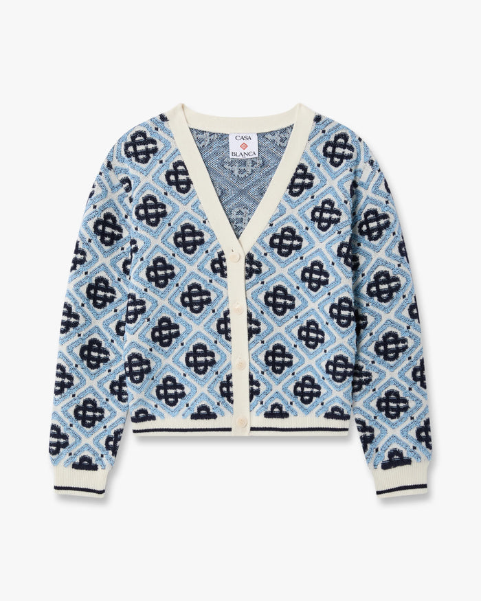 Children's Blue Monogram Knit Cardigan