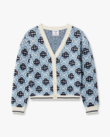 Children's Blue Monogram Knit Cardigan