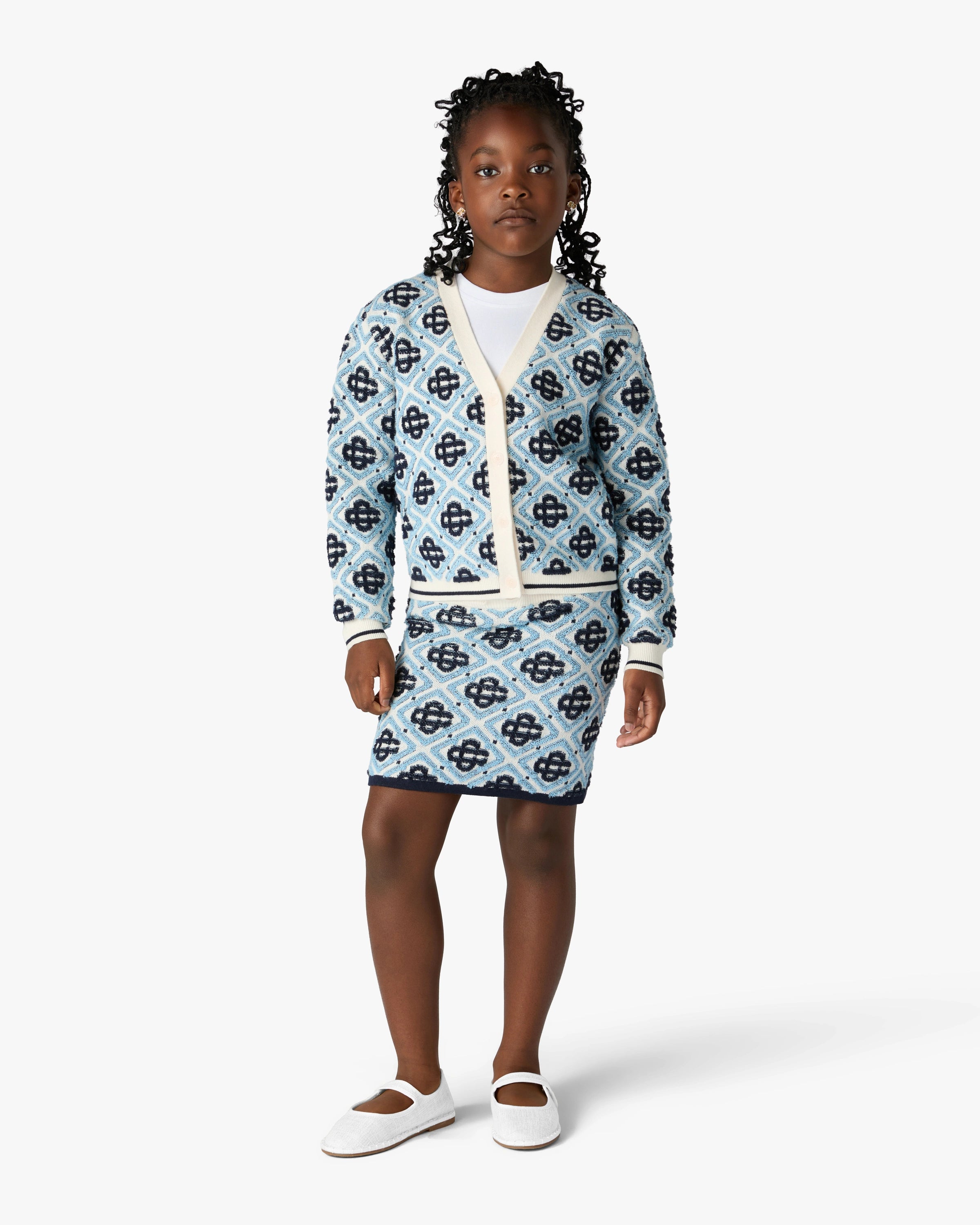 Children's Blue Monogram Knit Cardigan