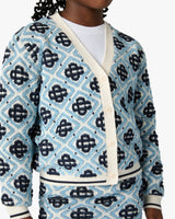 Children's Blue Monogram Knit Cardigan