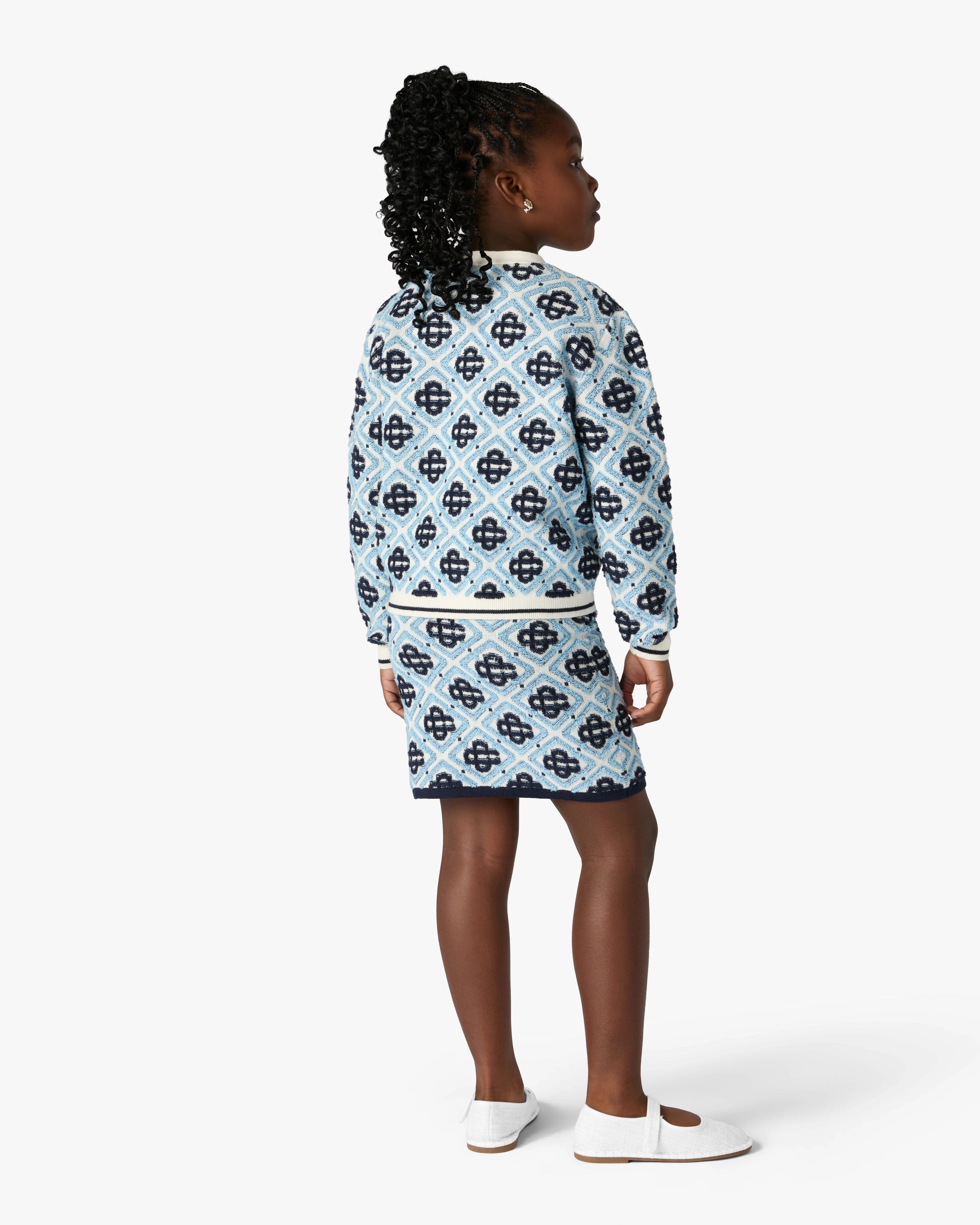 Children's Blue Monogram Knit Cardigan
