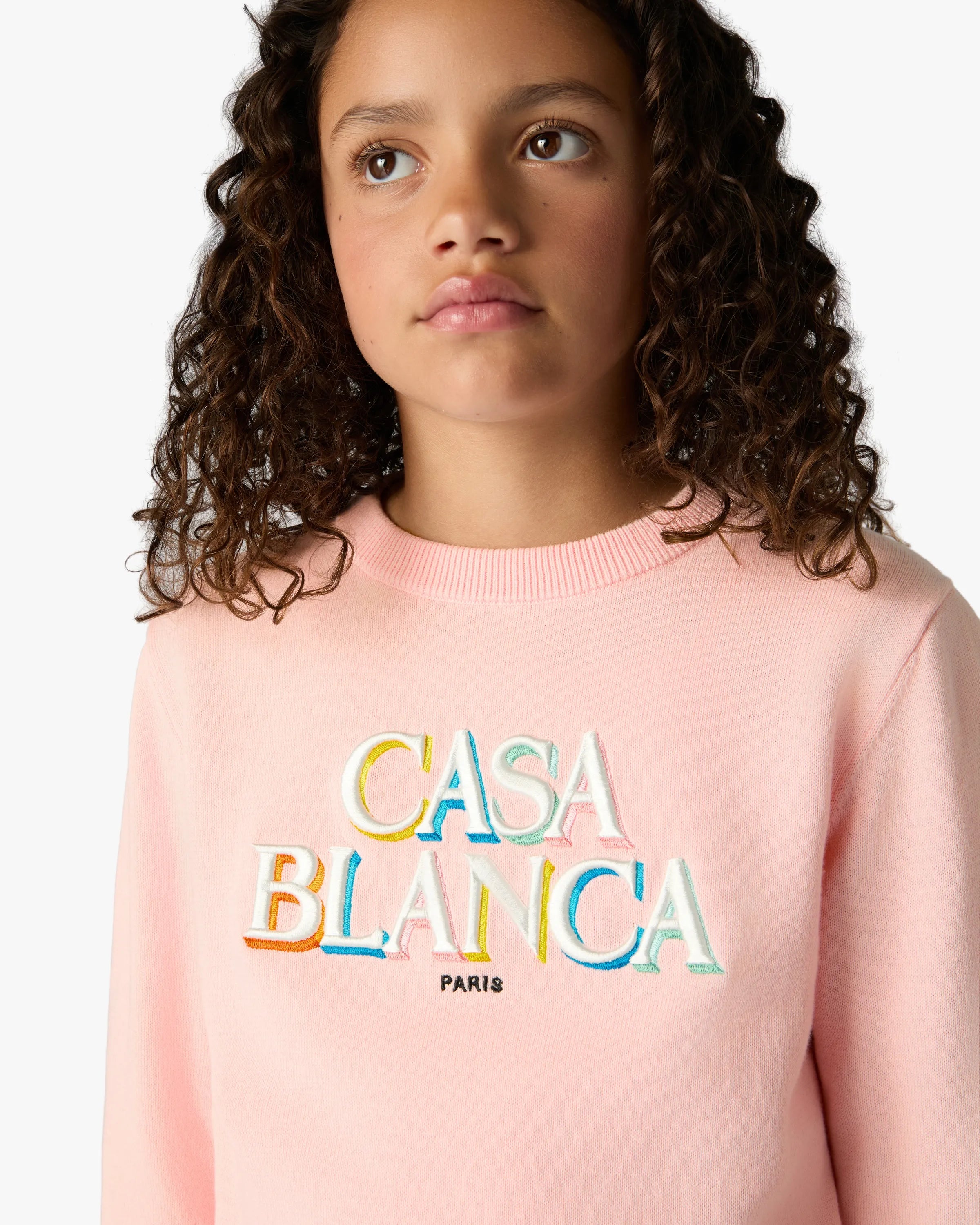 Children's Pink Stacked Logo Jumper