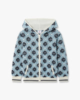 Children's Blue Monogram Zip-Up Hooded Sweatshirt