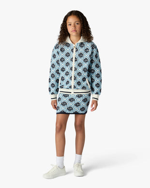 Children's Blue Monogram Zip-Up Hooded Sweatshirt