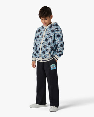 Children's Blue Monogram Zip-Up Hooded Sweatshirt