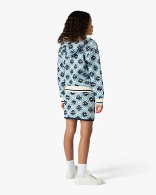 Children's Blue Monogram Zip-Up Hooded Sweatshirt