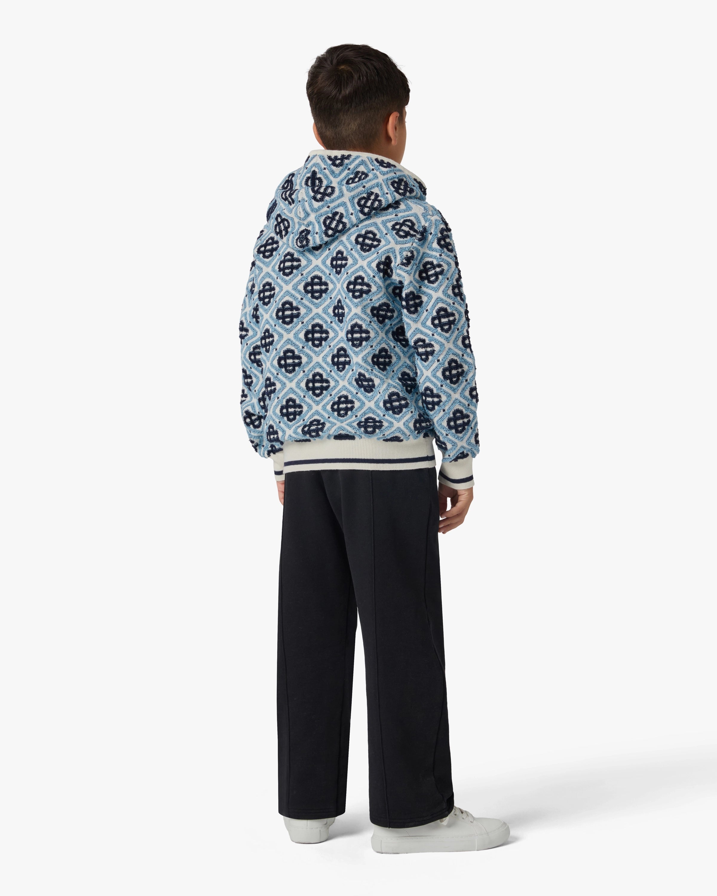 Sweat à capuche zippé bleu pour enfant à monogramme