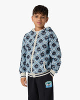 Sweat à capuche zippé bleu pour enfant à monogramme