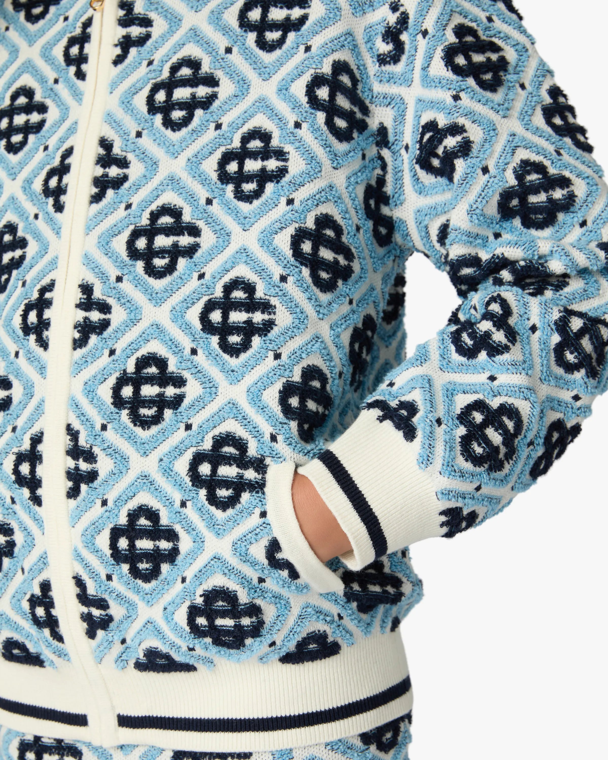 Children's Blue Monogram Zip-Up Hooded Sweatshirt