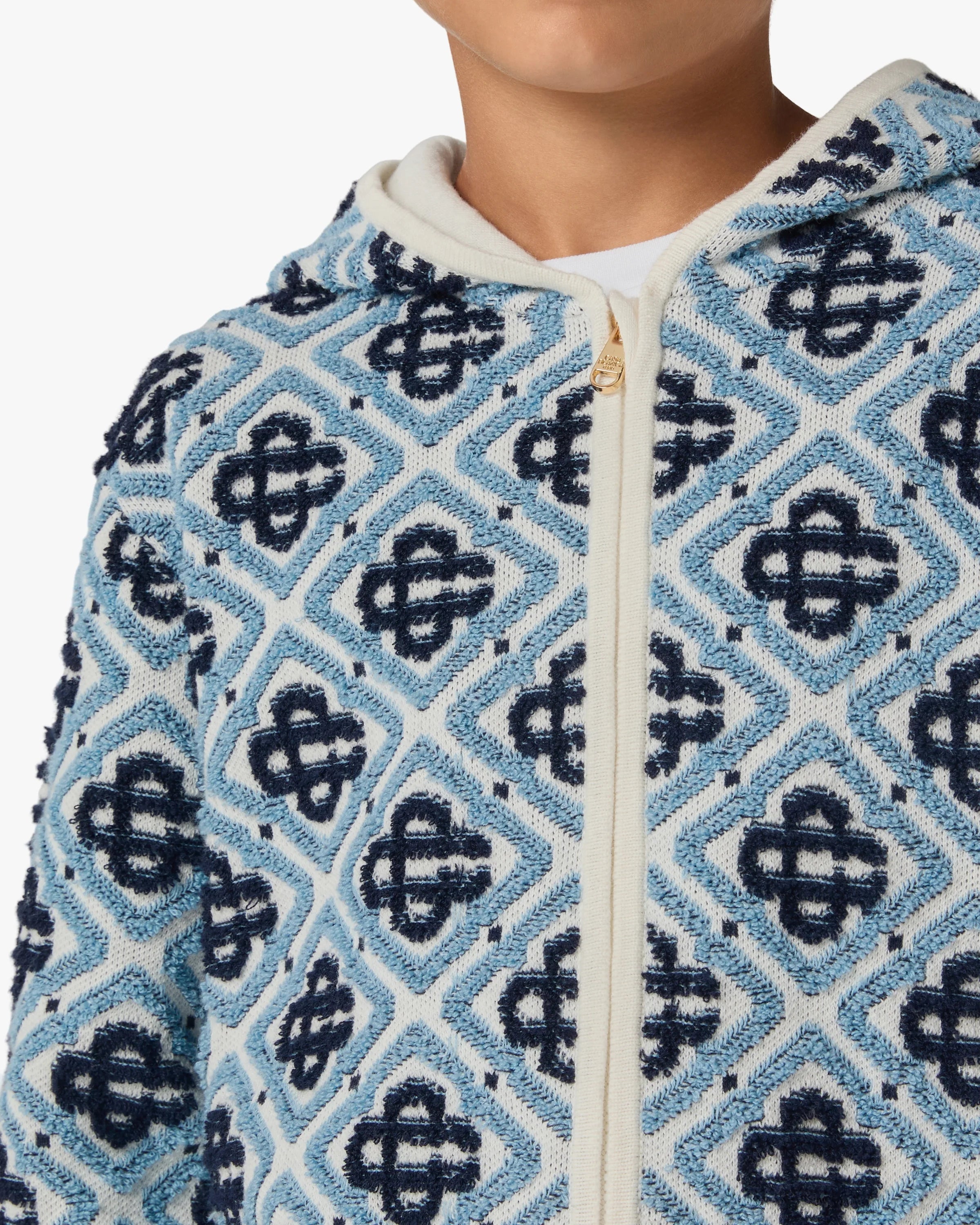 Sweat à capuche zippé bleu pour enfant à monogramme
