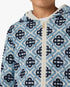 Sweat à capuche zippé bleu pour enfant à monogramme