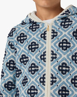 Sweat à capuche zippé bleu pour enfant à monogramme