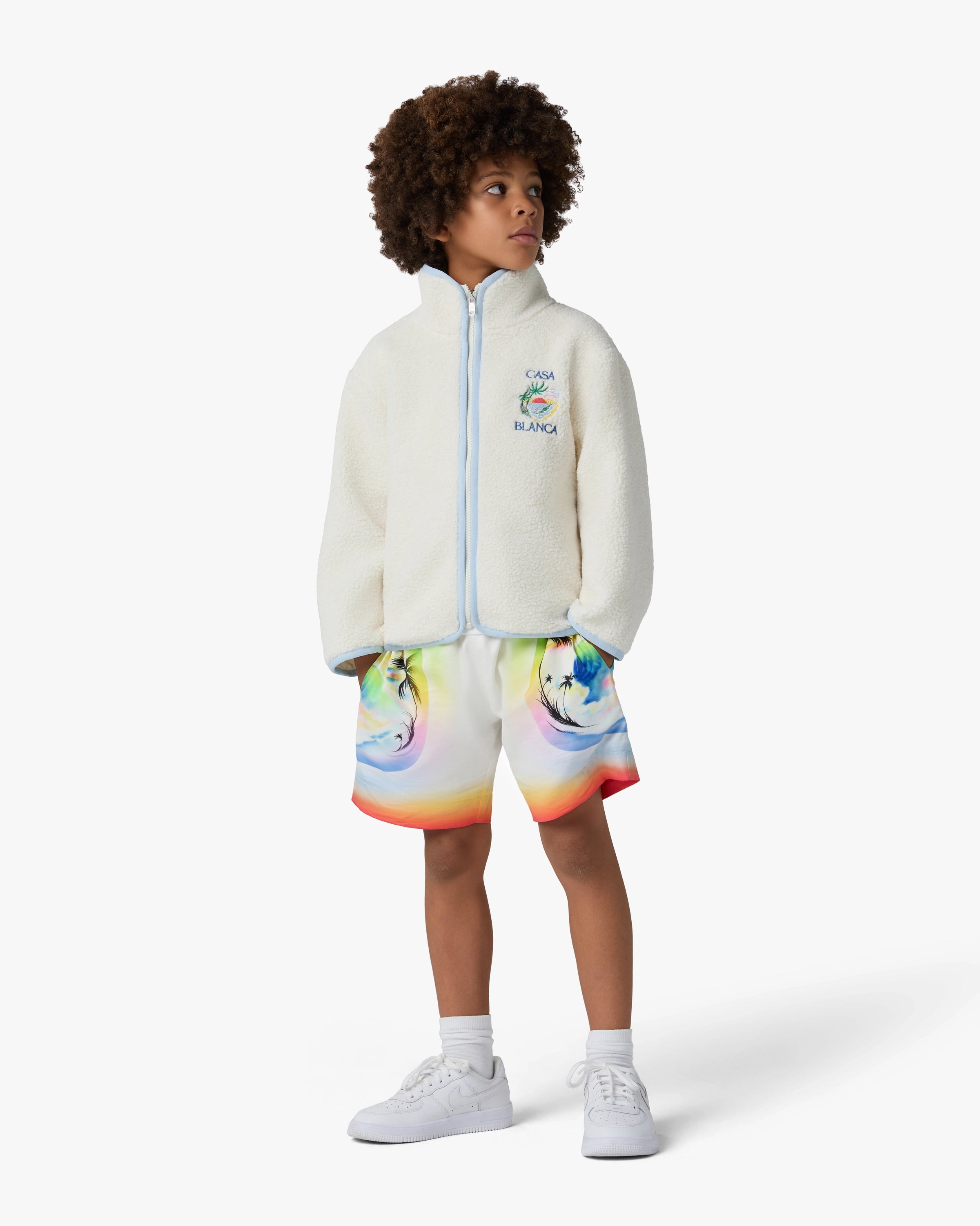Children's White Phantasmagoria Embroidered Fleece Jacket