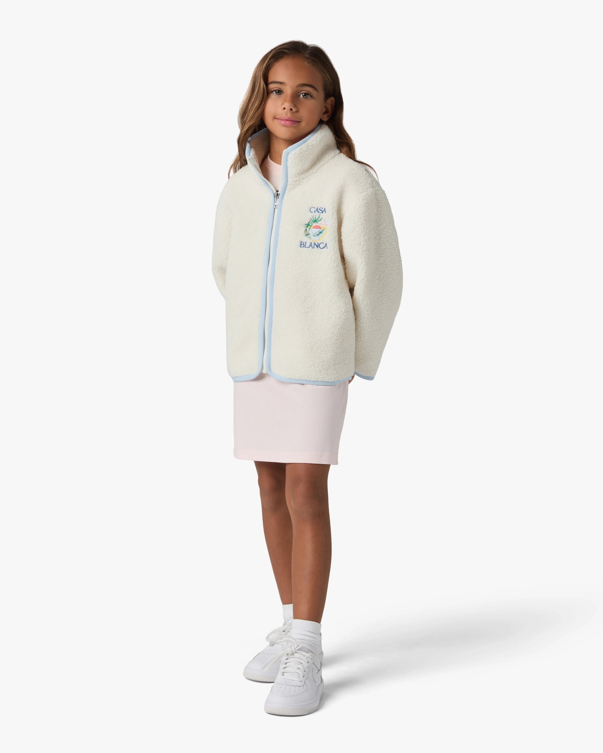 Children's White Phantasmagoria Embroidered Fleece Jacket