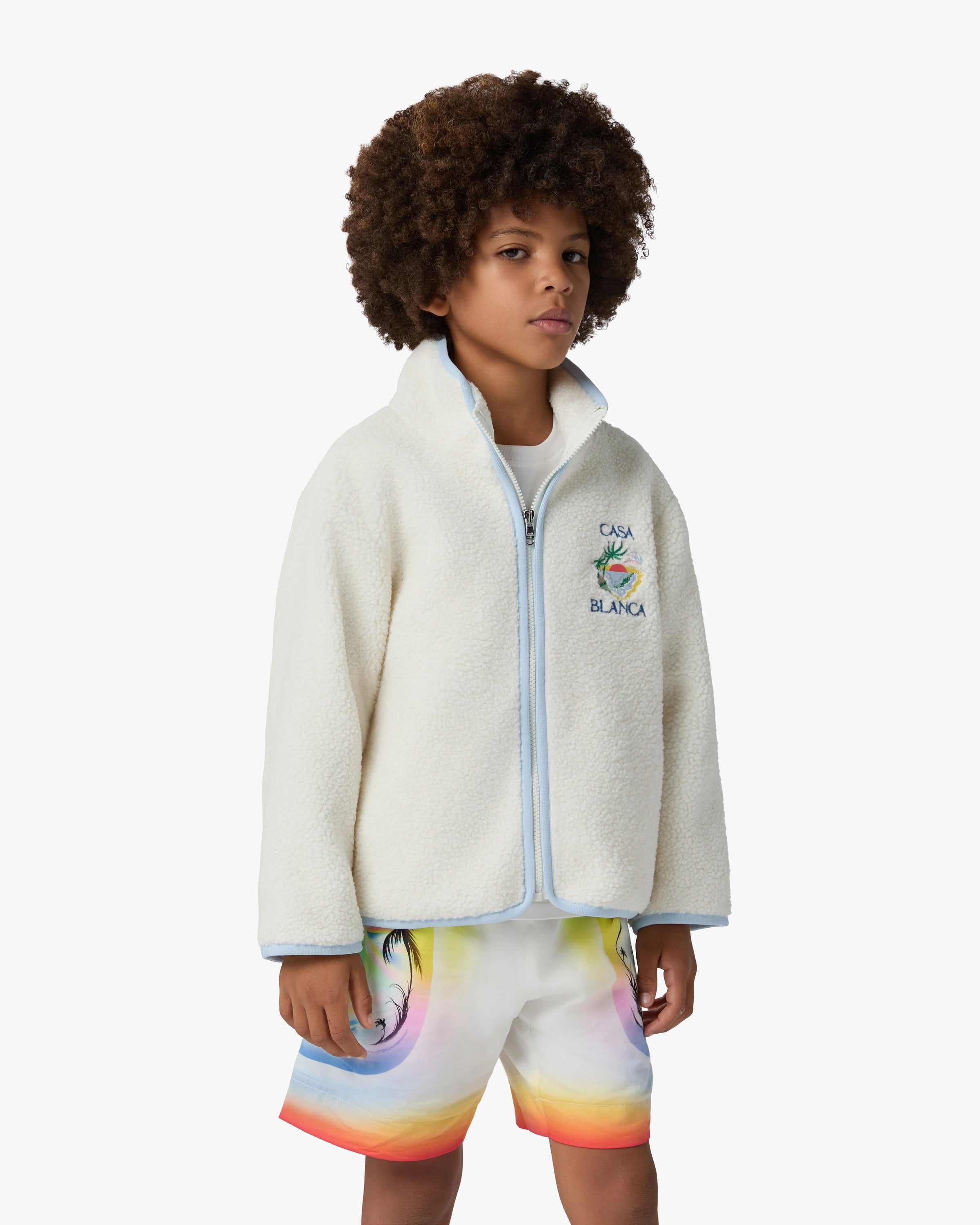 Children's White Phantasmagoria Embroidered Fleece Jacket