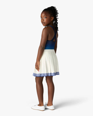 Children's White Wave Laurel Pleated Skirt