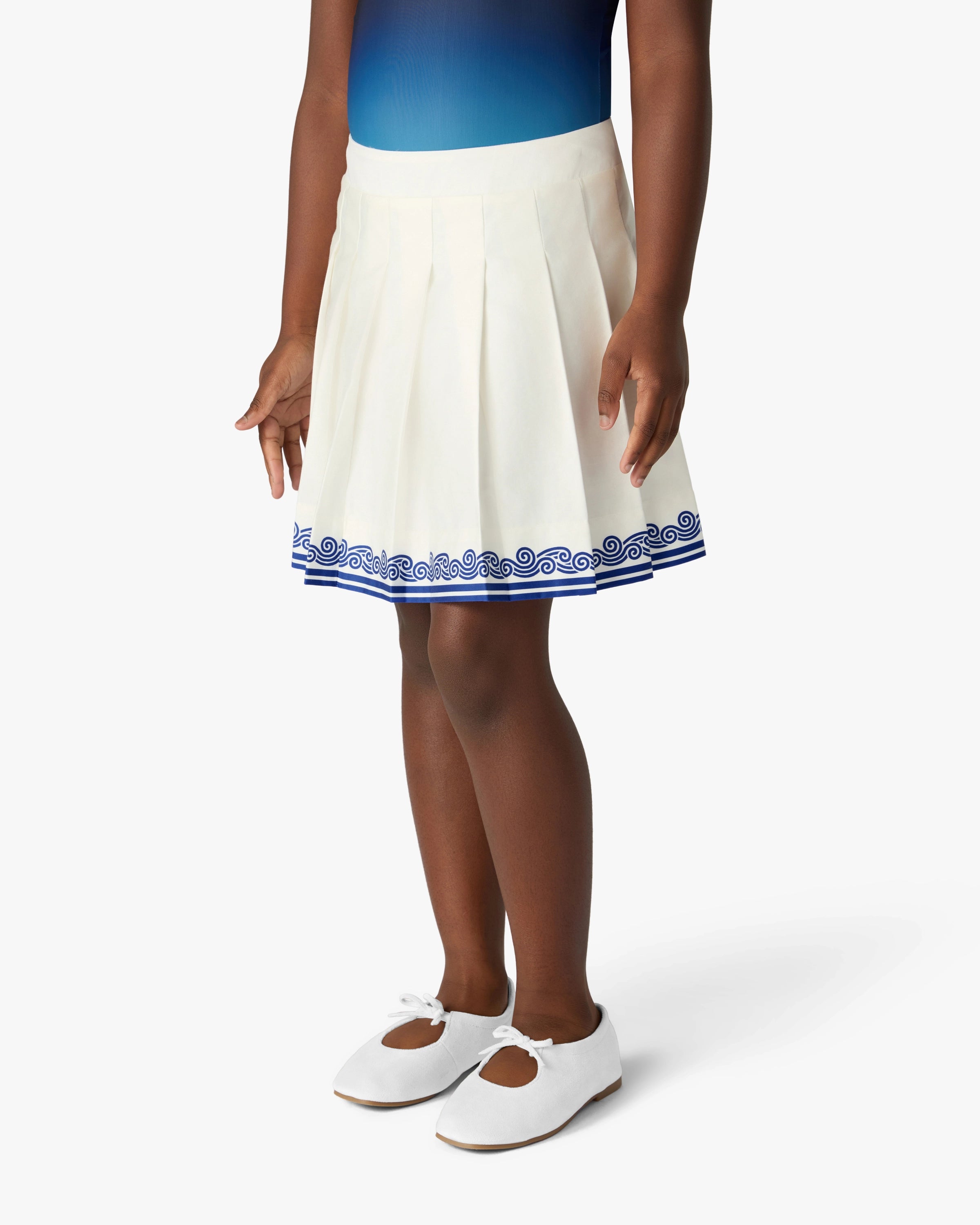 Children's White Wave Laurel Pleated Skirt