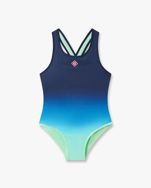 Children's Blue & Green Gradient Printed Swimsuit