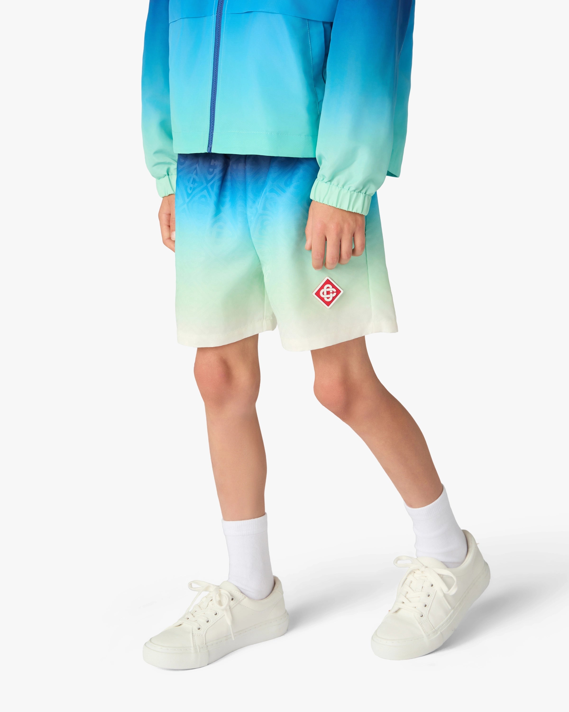 Short de bain bleu et vert pour enfant à motif dégradé