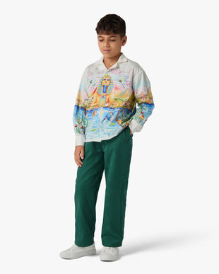 Children's Green Monogram Chino Trousers