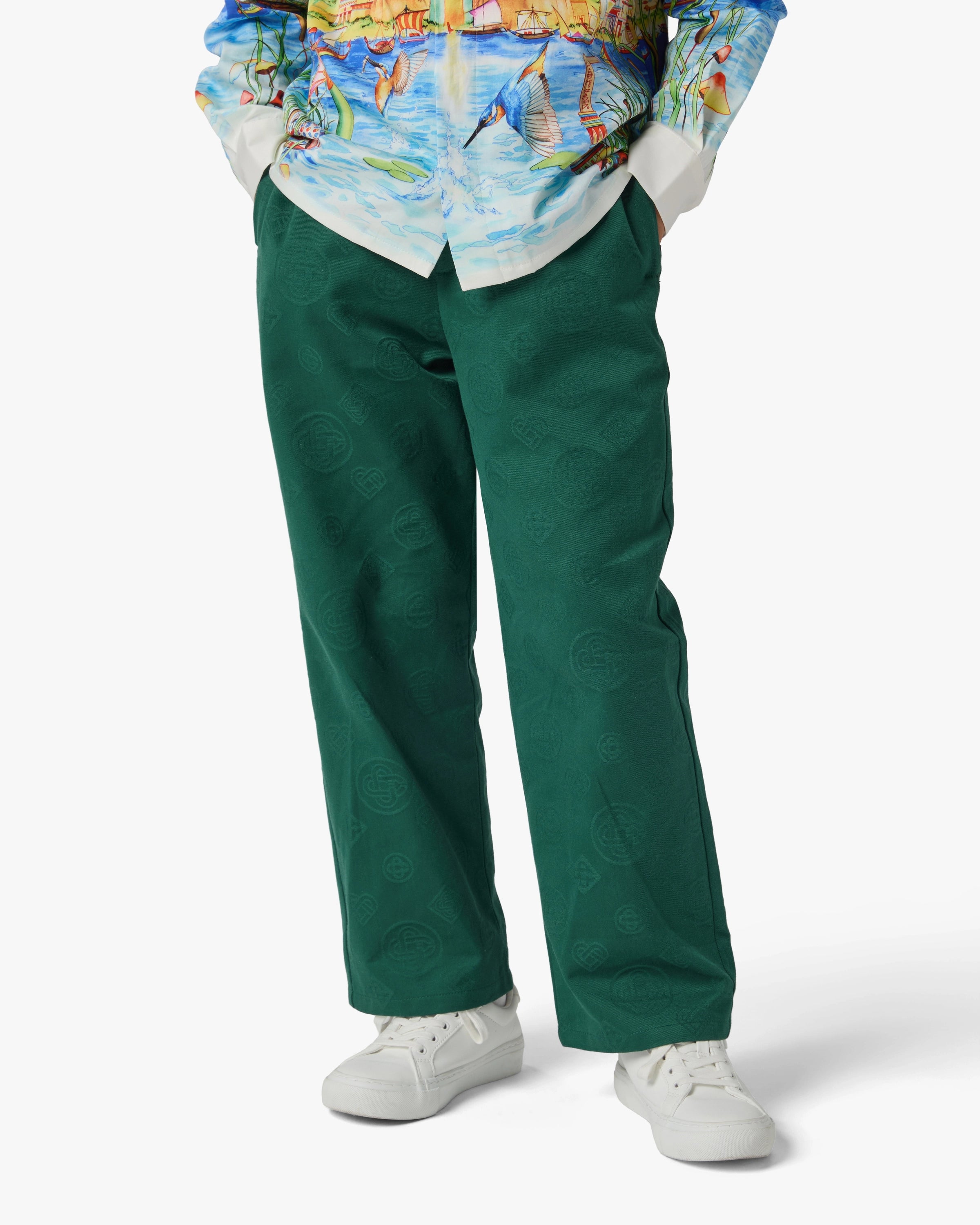 Children's Green Monogram Chino Trousers