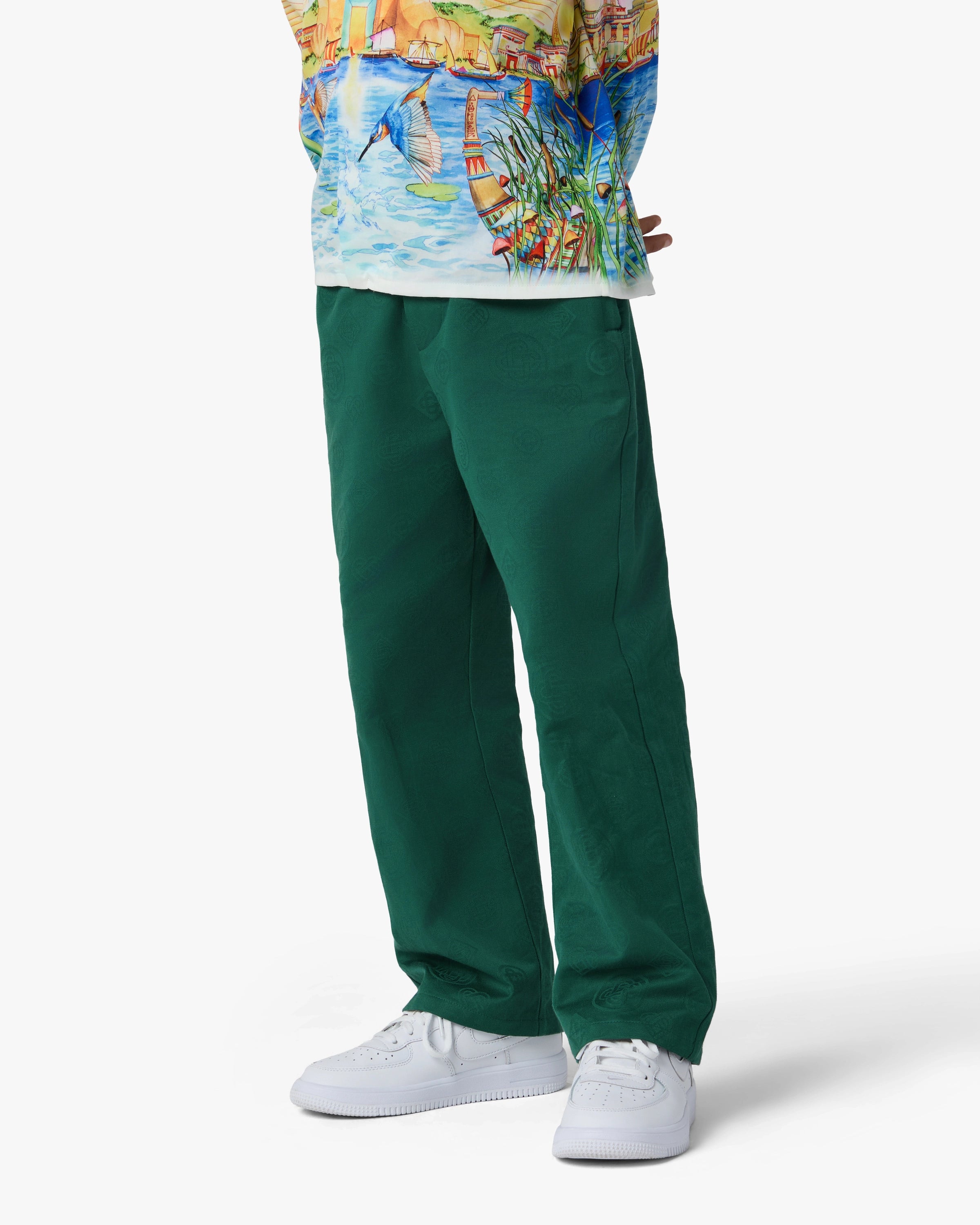 Children's Green Monogram Chino Trousers