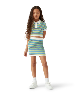 Children's Stripe Short Sleeve Crochet Top