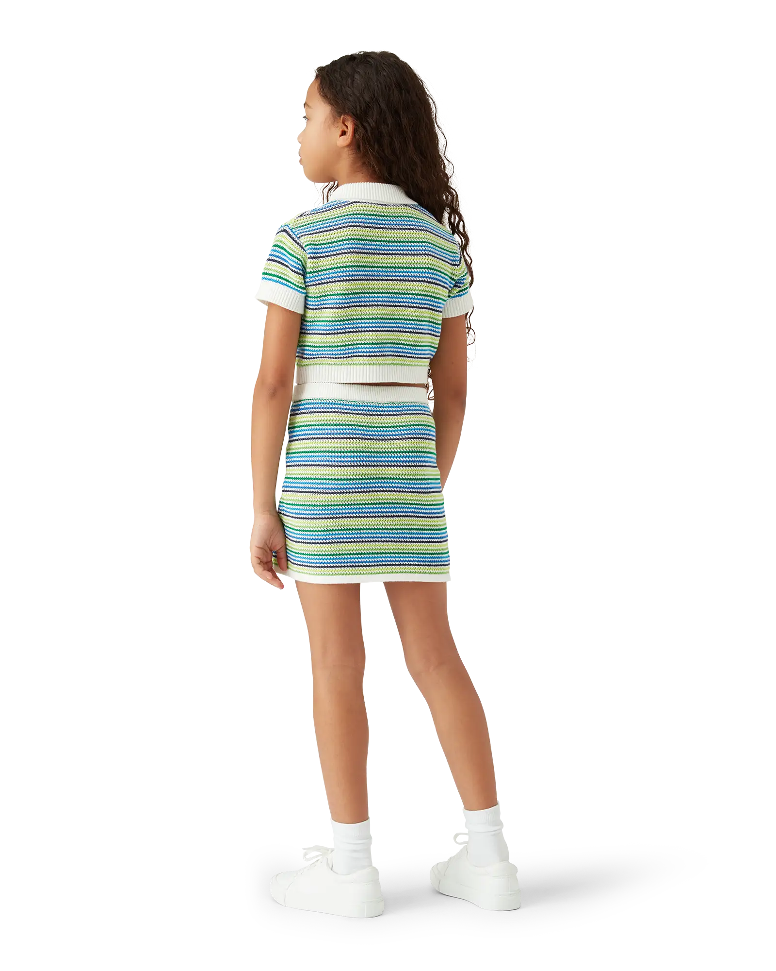 Children's Stripe Short Sleeve Crochet Top