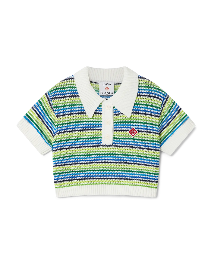 Children's Stripe Short Sleeve Crochet Top