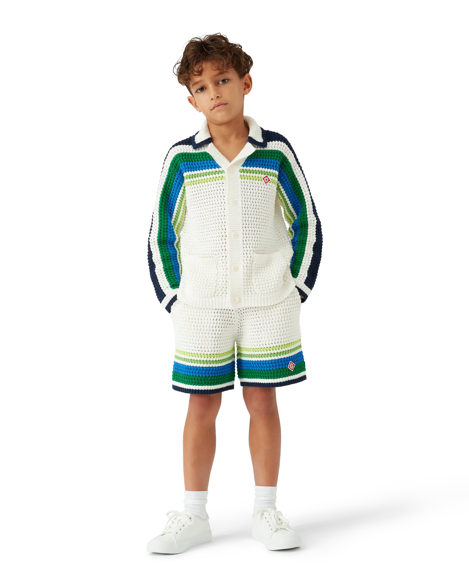Children's Tennis Stripe Long Sleeve Knit Shirt