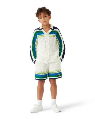 Children's Tennis Stripe Long Sleeve Knit Shirt