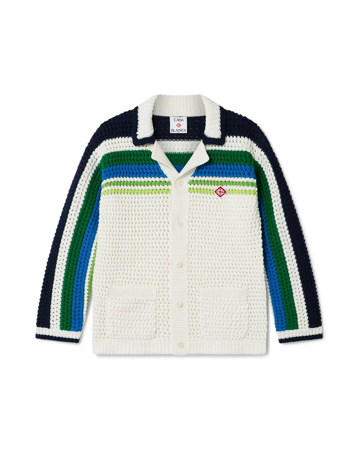 Children's Tennis Stripe Long Sleeve Knit Shirt