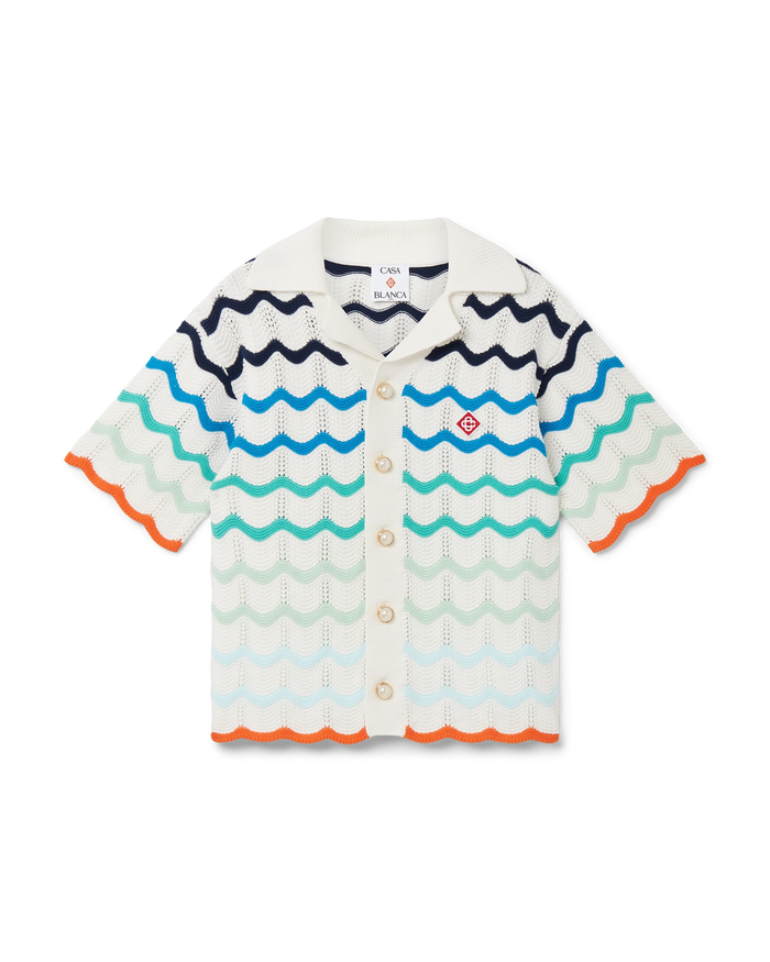 Gradient Wave Crochet Shirt