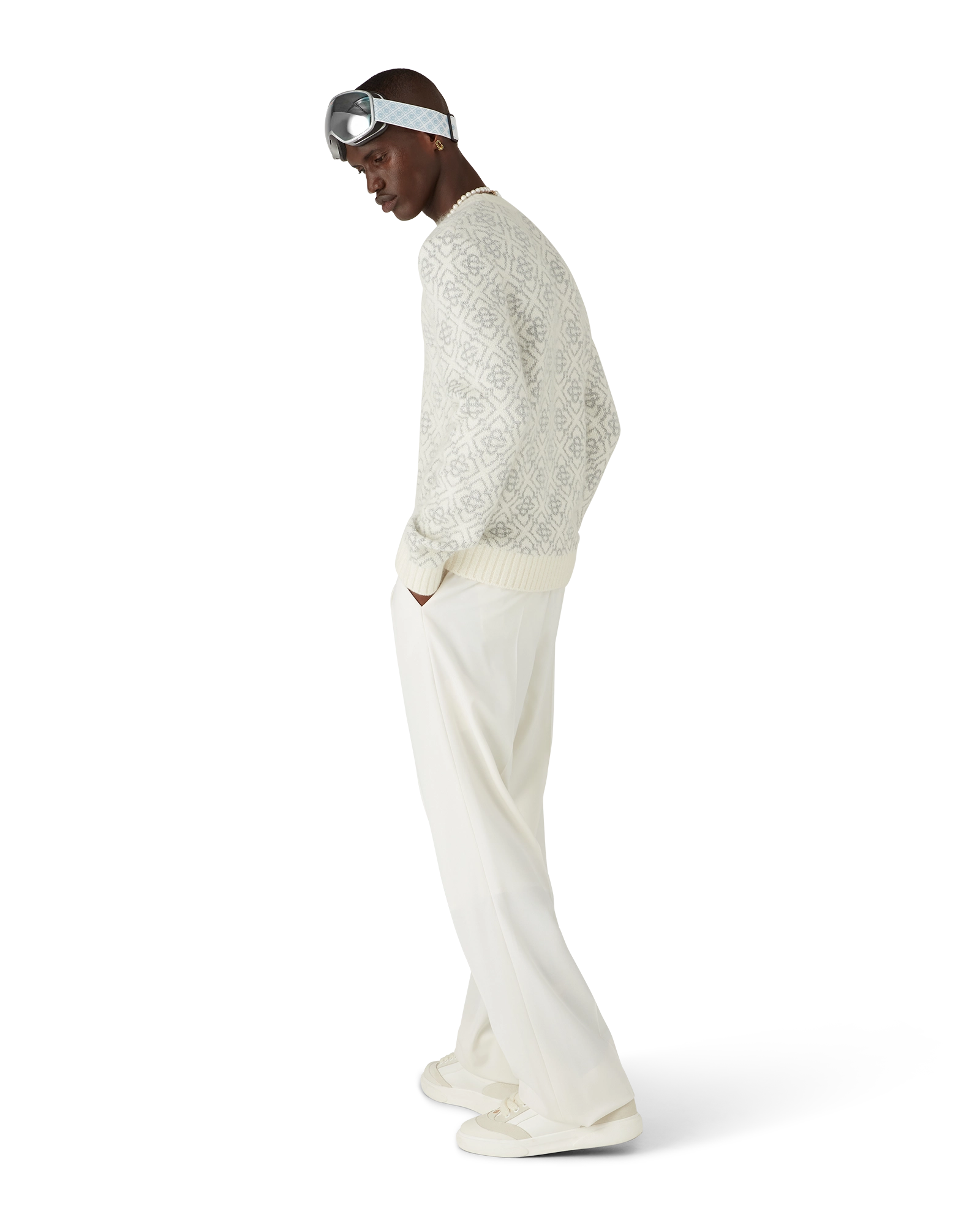 Silver Monogram Mohair Blend Crew Neck