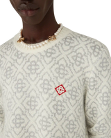 Pull à col rond en mohair mélangé à monogramme argenté