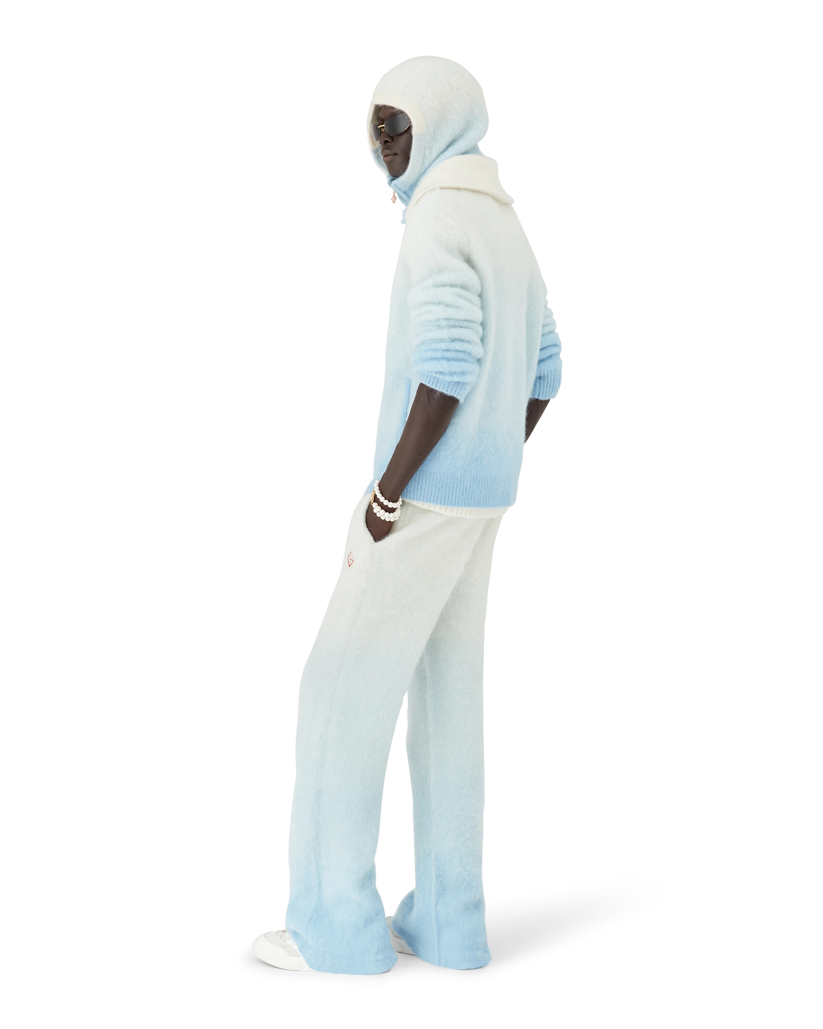 Fluffy Gradient Mohair Zip Jacket