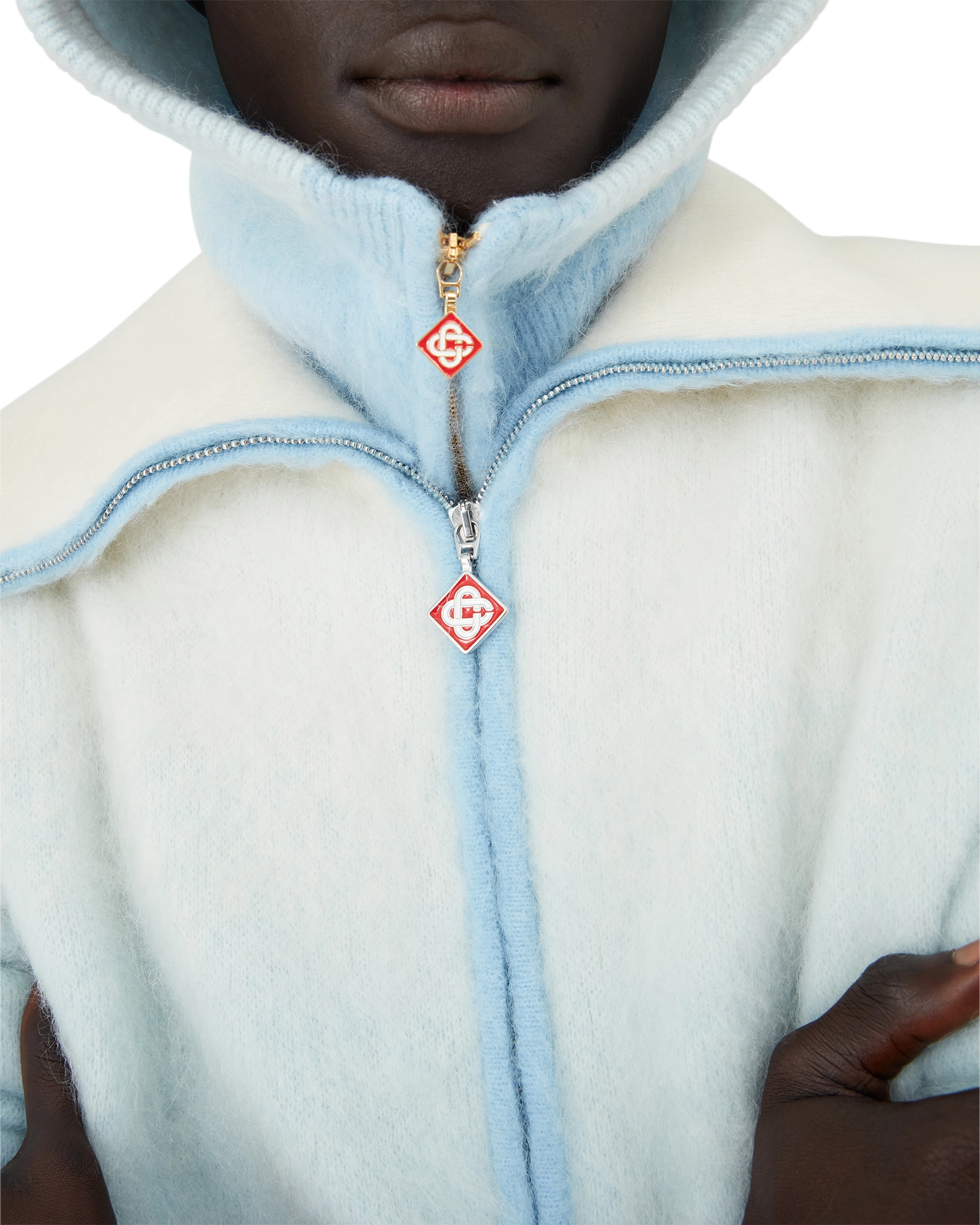 Fluffy Gradient Mohair Zip Jacket