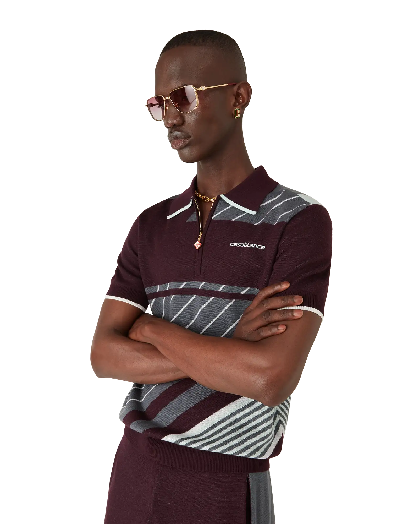 Merino Diagonal Tennis Polo