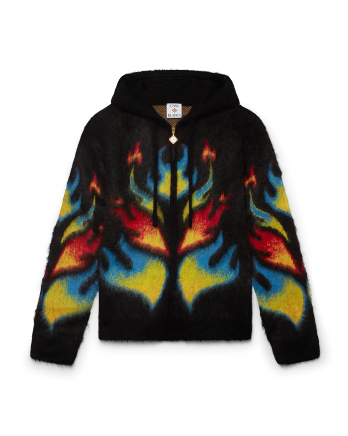Mohair Flame Laurel Zip Hoodie | Casablanca Paris Mohair Flame Laurel Zip Hoodie | Casablanca Paris